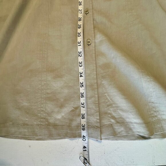 Theory Saige Shirt Belted Dress in Barley Color Linen Blend Women's Size 12 - Picture 6 of 7